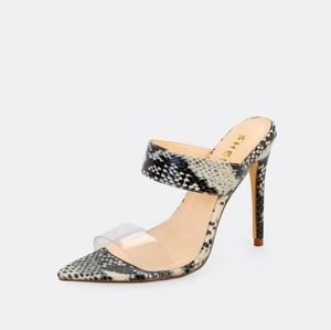 Open Pointy Toe Clear Band Stiletto Mule Heels